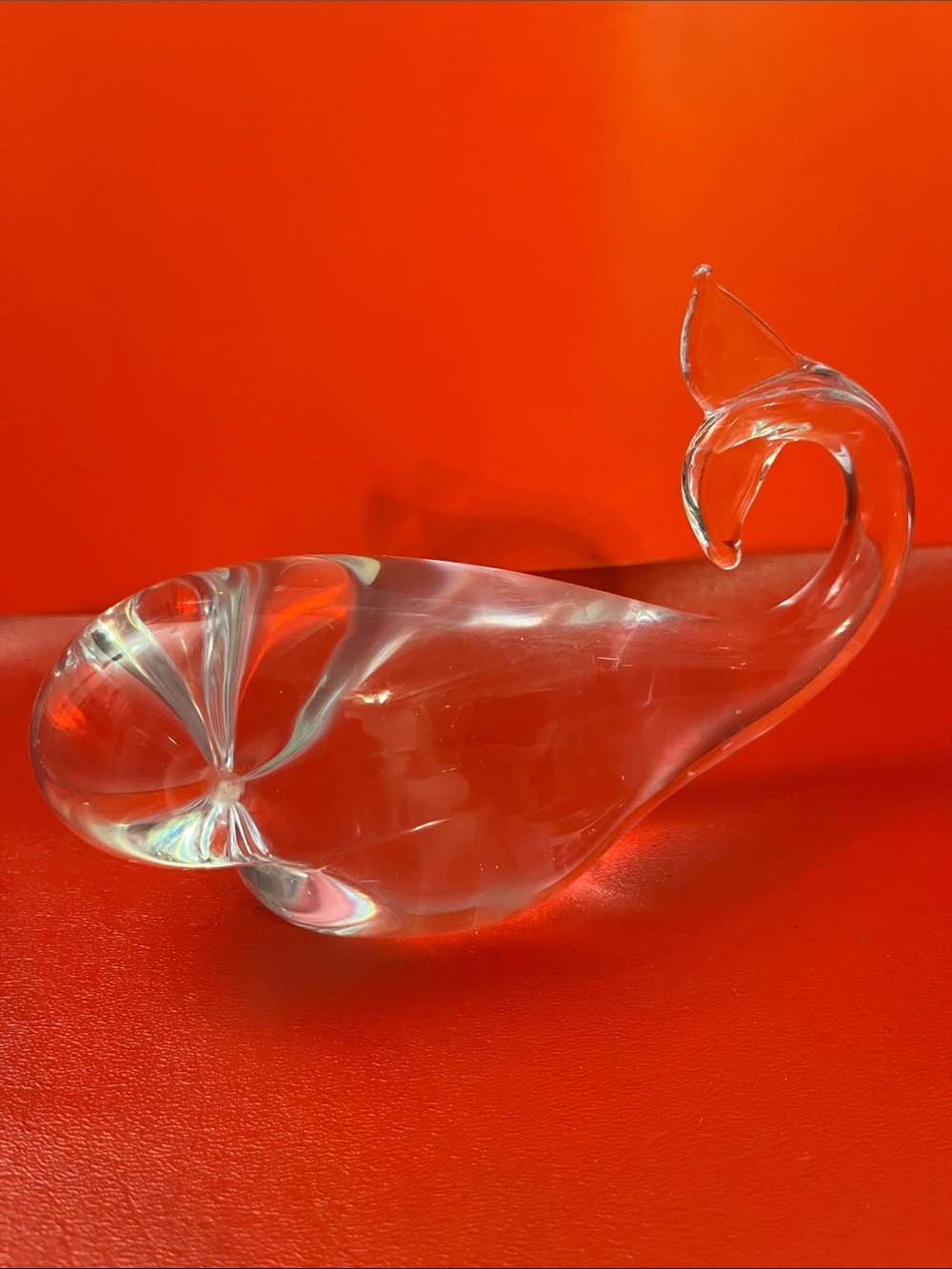 Vtg Whale Crystal Sculpture 7”1/8 L 4”3/4 H